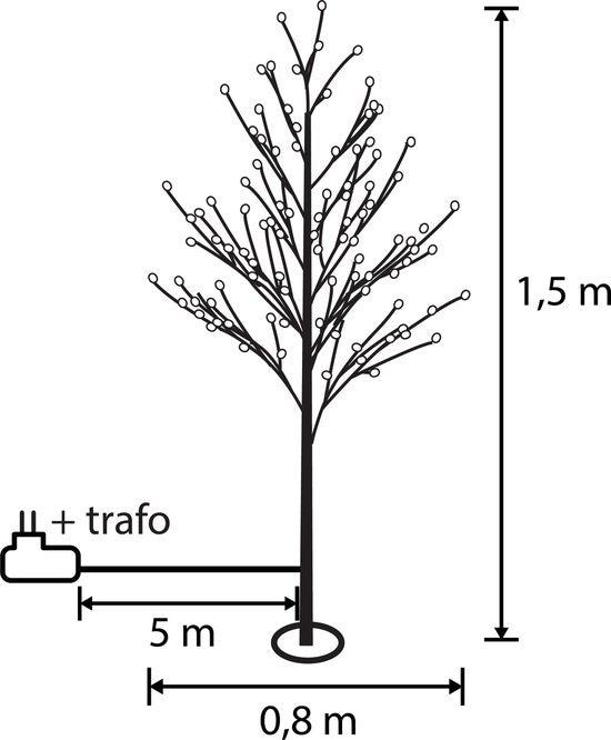 Luca Lighting Boom met Klassiek Witte LED Verlichting - H150 x Ø80 cm - Metaal - Zwart