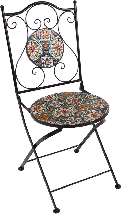 AXI Amélie Bistro Stoelen – Inklapbaar – Casa del Sol – Metalen inklapbare tuinstoelen – Hoge rugleuning – Set van 2 stuks – Mozaïeklook – Ingelegd met keramische tegels – 150 kg draagkracht – Tuin, terras of balkon