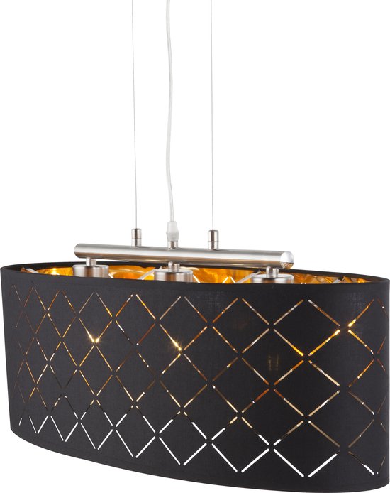 Globo - hanglamp - Gunther - zwart - metaal - grote eettafellamp - LED_E27 - 15229H2LMDS