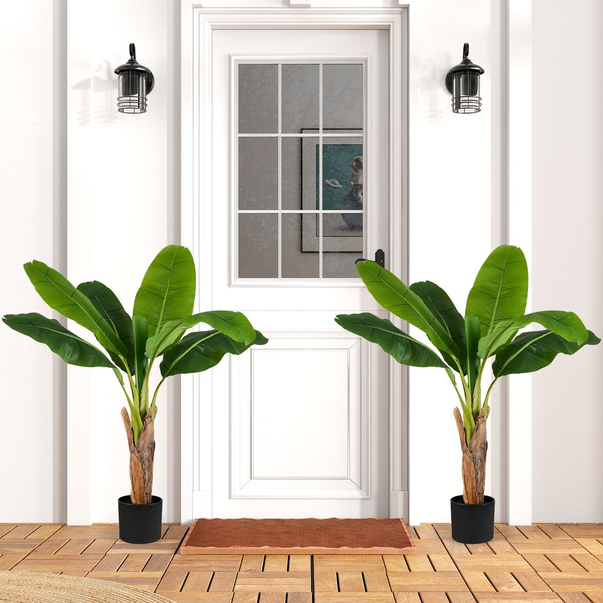 Coast Kunstplant Set - Tropische Palm en Paradijsvogelplant - 2 stuks - 107 cm - Groen