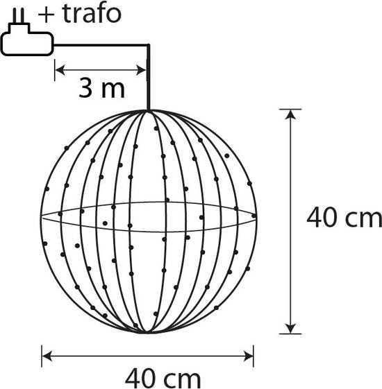 Luca Lighting Kerstverlichting Bal met Klassiek Witte LED Lampjes - Ø40 cm - Zilver