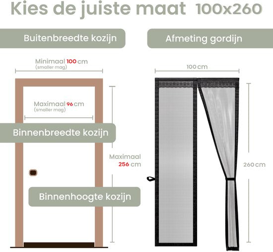 O'DADDY® Deurgordijn Deluxe FIBER - Magnetisch Vliegengordijn - Voor Nieuwbouw en Standaard Deuren - Eenvoudige Installatie - Deurhor Zwart - 100x260 cm