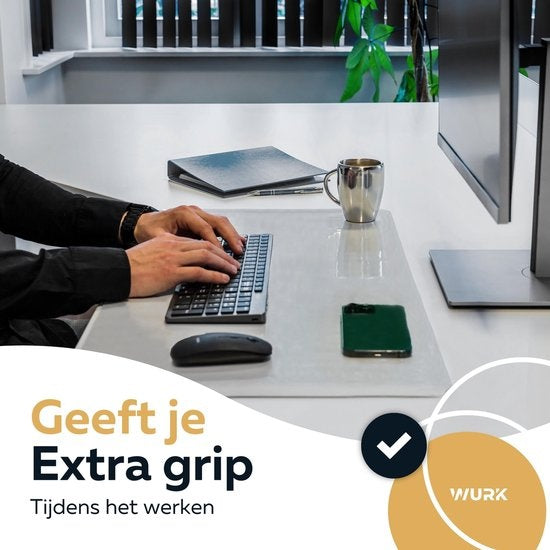 WURK Professionele Bureau Onderlegger Transparant - Bureau Organizer - Inclusief Kabel Clip - 90x45