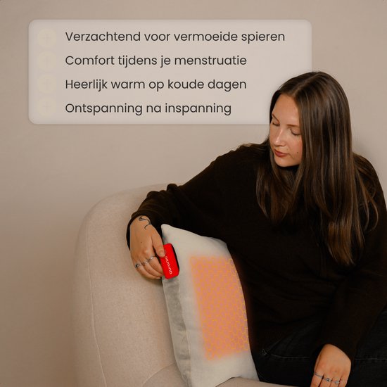 Auronic Warmtekussen - Classic - 45x45 - Draadloos - Oplaadbaar - Elektrisch kussen - Infrarood - Taupe