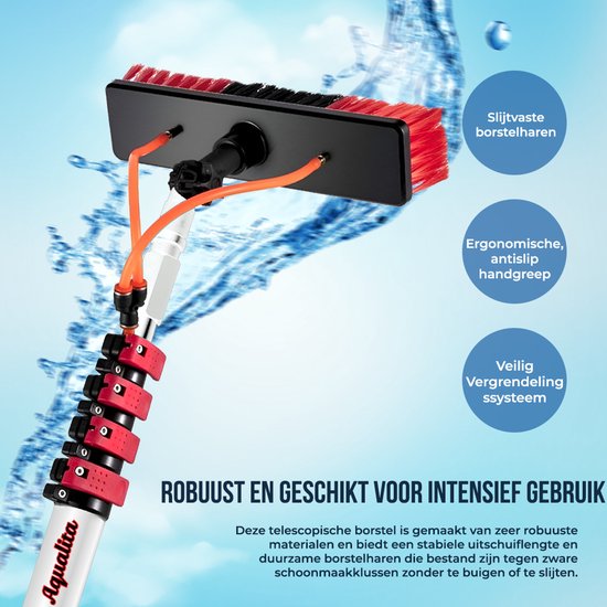 Aqualita® Telescopische Wasborstel 9M - Telescoopsteel Ramenwassen - Ramenwasser Telescopisch - Raamwisser met Telescoopsteel - Schrobber - Autowassen - Zonnepanelen Reiniger - Boeiboorden - Overkapping - Serre - Glazenwasserset - Zeepdispenser