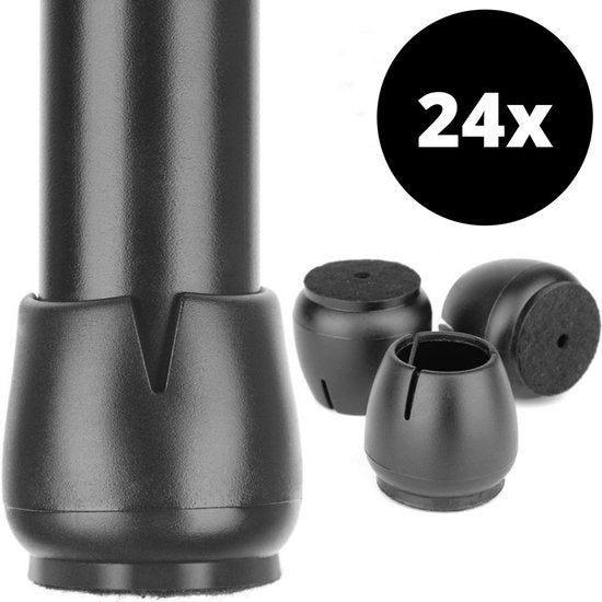Stoelpoot Beschermers Vloerbeschermer Ø17-21 mm - Stoelpootdoppen Meubeldoppen 24 stuks - Ronde Stoeldoppen Vloerbeschermer Stoelen - Earkings Zwart