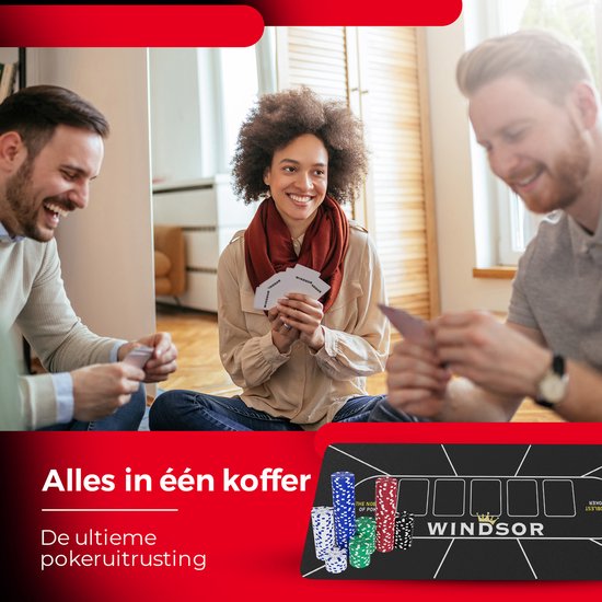 Windsor Pokerset - 500 Chips - PokerKleed - Blinds - Kaarten - Pokerchips - Poker Fiches
