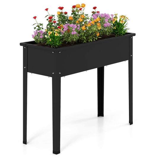 Coast Verhoogde Plantenbak - metalen tuinbak met poten - afwateringsgaten - zwart - 100 x 40 x 80 cm