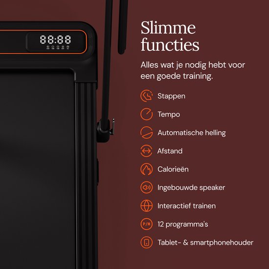 Moov Run Plus Loopband Inklapbaar met Helling 15% - 1-14 km/u Treadmill - Walking Pad - Opvouwbare Wandelband - Incl. Accessoires