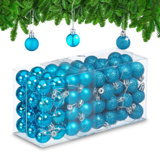 kerstballen set van 96 - plastic - 3 cm - mat - glanzend - glitters - petrol