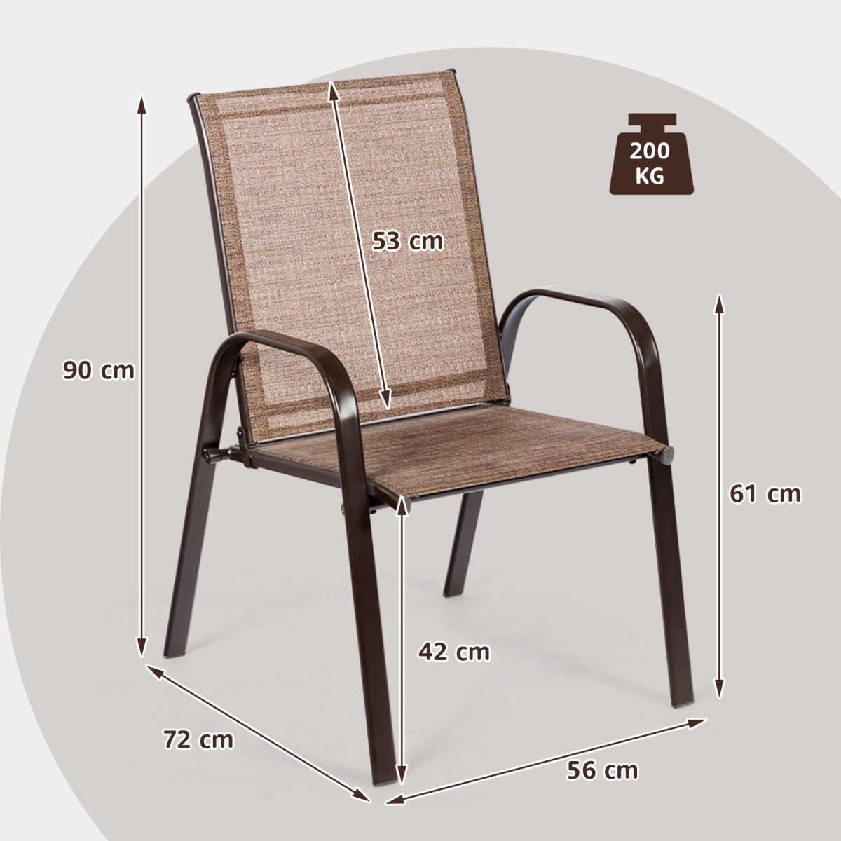 Coast 2-delige tuinstoelenset - ademende stof - versterkt metalen frame - beige