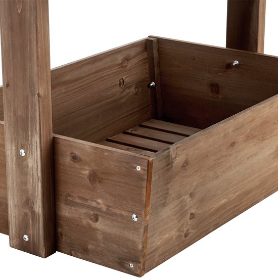 tectake® Verticale Tuin Flora - Met 5 Plantenbakken voor Bloemen, Kruiden of Groenten - Bruin - 81 x 52 x 180 cm - Kweekbak voor Moestuin - Kantelbare Bloembakken van Gelakt Dennenhout - Inclusief Vliesdoek/Worteldoek - Weerbestendig en Stabiel