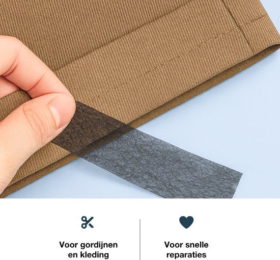 Strijkband - 60 meter - 3 cm breed - Zoomband - Instrijkbaar - Gordijnband - Kantenband - Plooiband - Vlieseline - Opstrijkbaar - Zwart