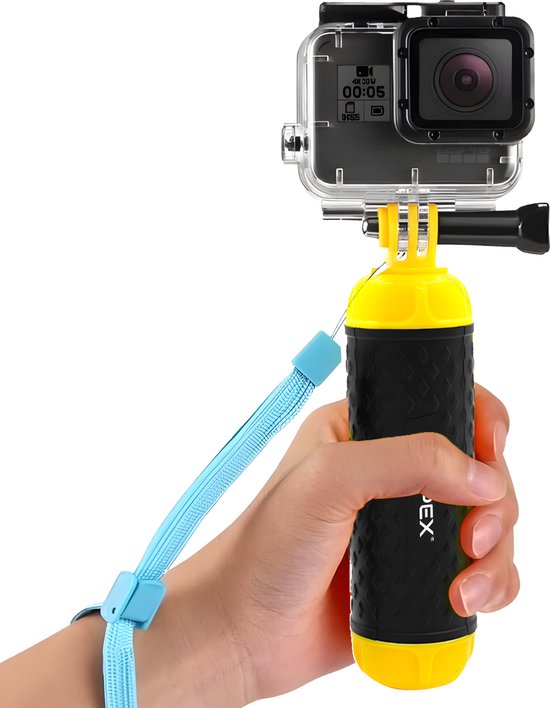 Garpex® Drijvende Handgrip - Drijvend Statief - Universeel - Geschikt voor alle action camera - Selfiestick - Inclusief verstelbare polsband en duimschroef