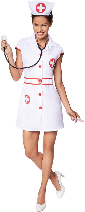 Dressforfun Vrouwenkostuum sexy verpleegster M - verkleedkleding kostuum halloween verkleden feestkleding carnavalskleding carnaval feestkledij partykleding - 301504