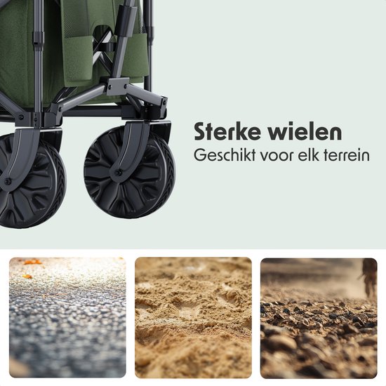 LifeGoods Bolderkar - Opvouwbare Bolderwagen - 100KG - 230L - Verhoogbaar - Met Beschermhoes - Groen