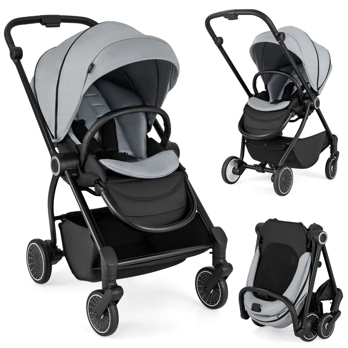 Coast Opvouwbare Kinderwagen met Omkeerbare Zitting – 94 x 51 x 102 cm – Zwart/Grijs