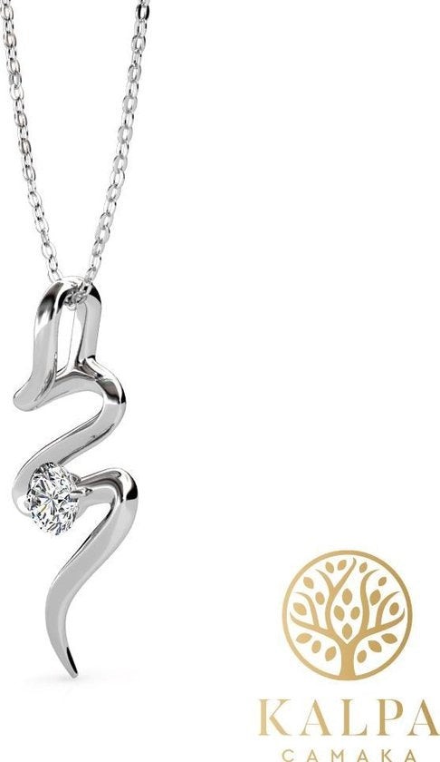 Yolora Dames Ketting met Hanger - Kalpa Camaka Kristal - Zilverkleurig - 18K Witgoud Verguld