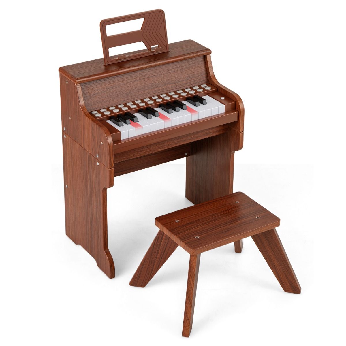 Coast Kinderpiano met 25 Toetsen - Elektronische Piano met Krukje - Lesmodus - Zwart