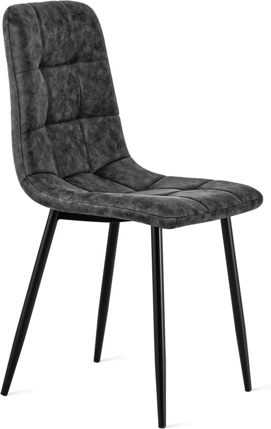 Refurna Eetkamerstoel - Luxe - Microleder - Max. 125 kg - 62 x 51 x 85 cm - Antraciet