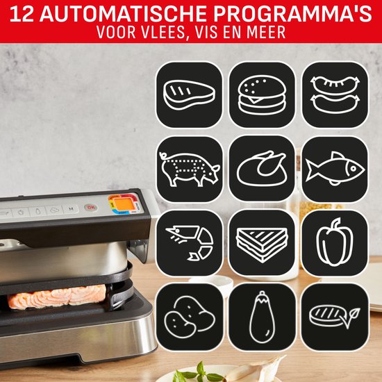 Tefal OptiGrill 4in1 GC774D - Intelligente Contactgrill - Inclusief Bakschaal - 9 Automatische programma's - Gaarheidsindicator - 2100W