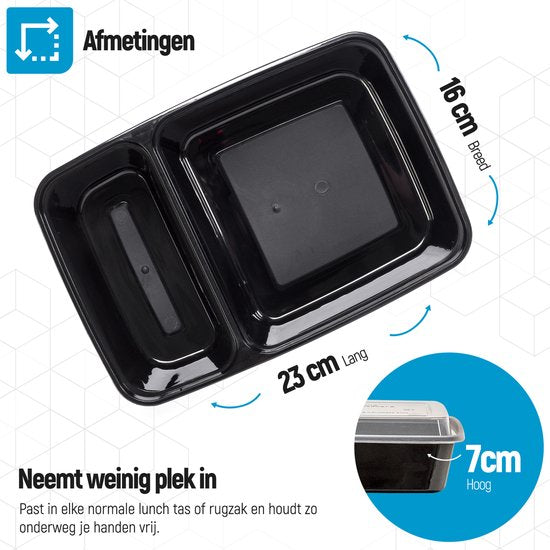 Fitcrafters Meal Prep Bakjes - Vershoudbakjes - Diepvriesbakjes - 10 Stuks - 2 Compartimenten - 1L - BPA vrij