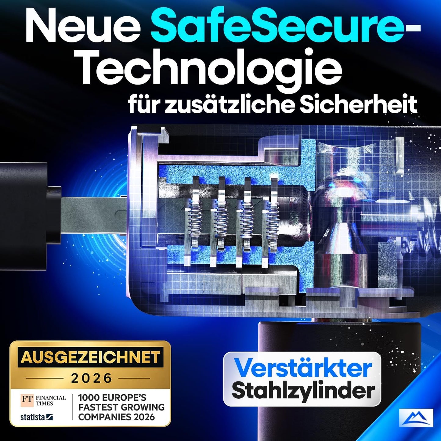 NEXTCOVER® Fietsslot LockOne met sleutel I - [VEILIG] Fietsslot hoge veiligheid I robuust & duurzaam kettingslot fiets I Fietsslot, fietsslot 3 sleutels
