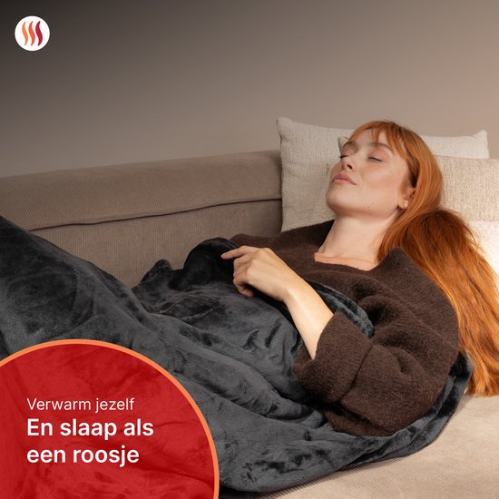 Seranova Elektrische Deken Light - 160x120 cm - 1 persoons Warmtedeken - Dubbelzijdig Fleece - Knuffeldeken - Grijs