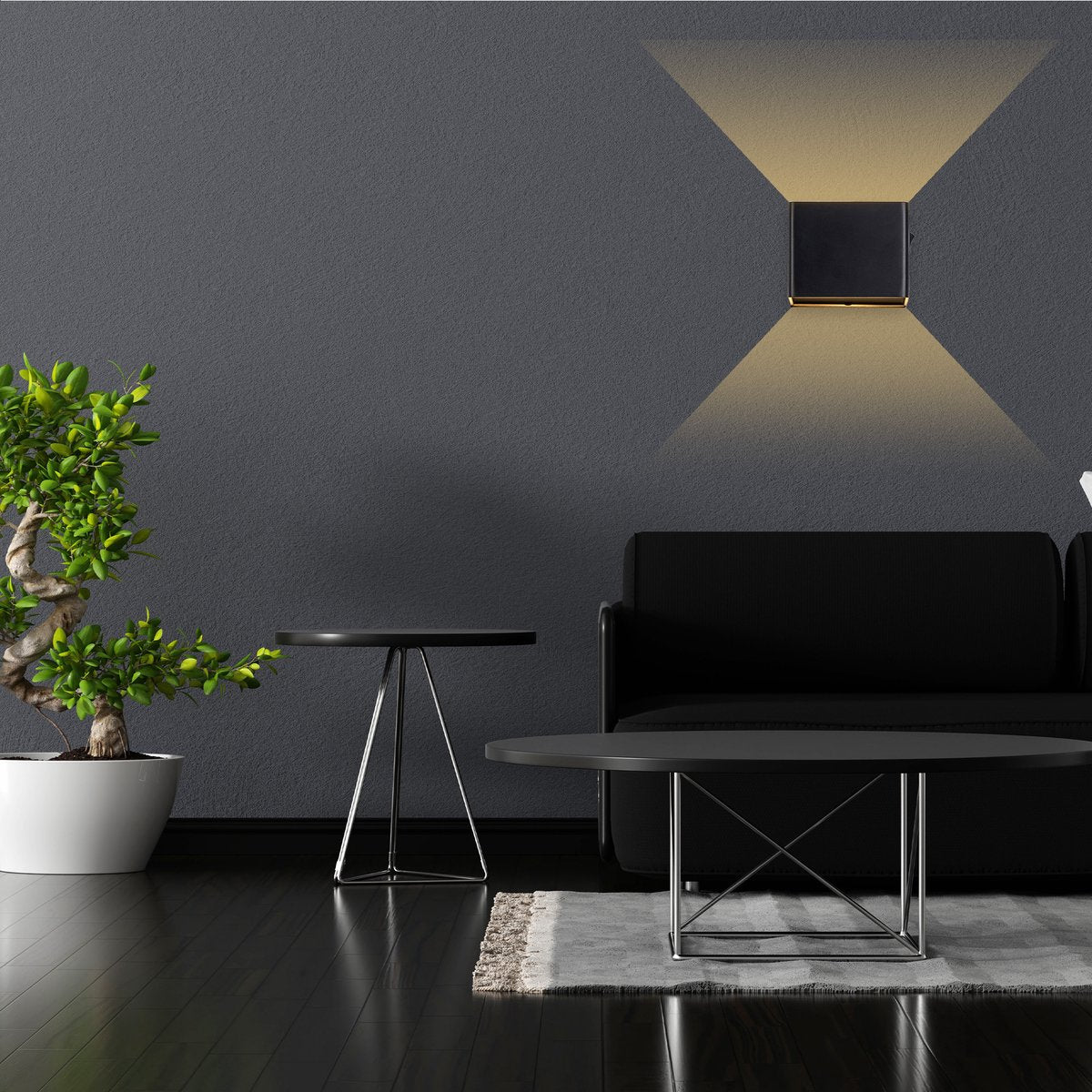 Techvavo® Oplaadbare Wandlamp Zwart - 1 Stuks - 19x4x1,8 cm - Smart Bewegingssensor - Voor Binnengebruik - USB Oplaadbaar - Draadloos - Woonkamer, Badkamer, Slaapkamer