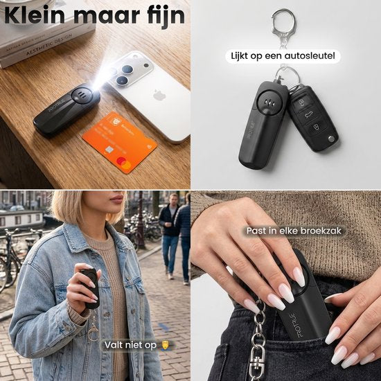 ProTrue® Persoonlijk Alarm Zelfverdediging Sleutelhanger - 130dB Zakalarm met Alarmknop voor Vrouwen, Kinderen en Ouderen - Veiligheidsalarm Senioren met Noodsignaal