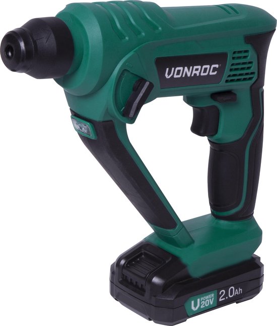 VONROC Accu boorhamer – VPower 20V – 2x 2.0Ah accu & lader – 1.3 Joule – SDS-plus – Incl. accessoires
