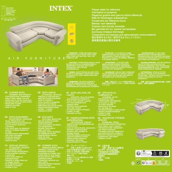 Intex Opblaasbare Hoekbank - 257 x 203 x 76 cm