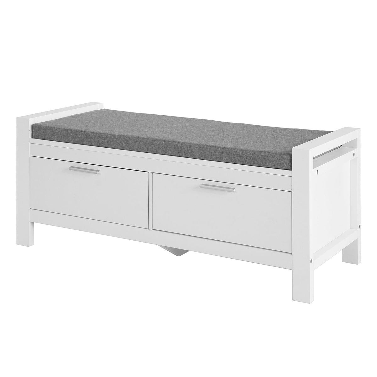 SoBuy FSR74-W Schoenenbank Met Opbergruimte -  Met Zitkussen 2 Lades Bedbank - 100x40x40cm - Wit