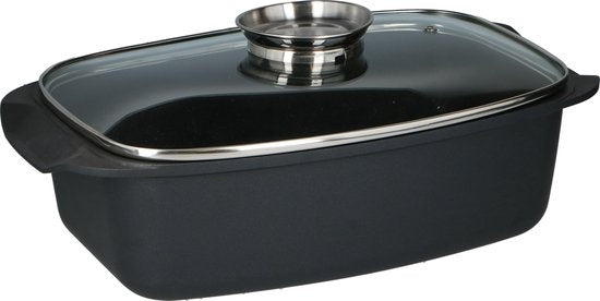 alpina Braadslede - Ovenschaal Rechthoekig - 39,5x22,5x10,8cm - 5.5L - RVS - Zwart