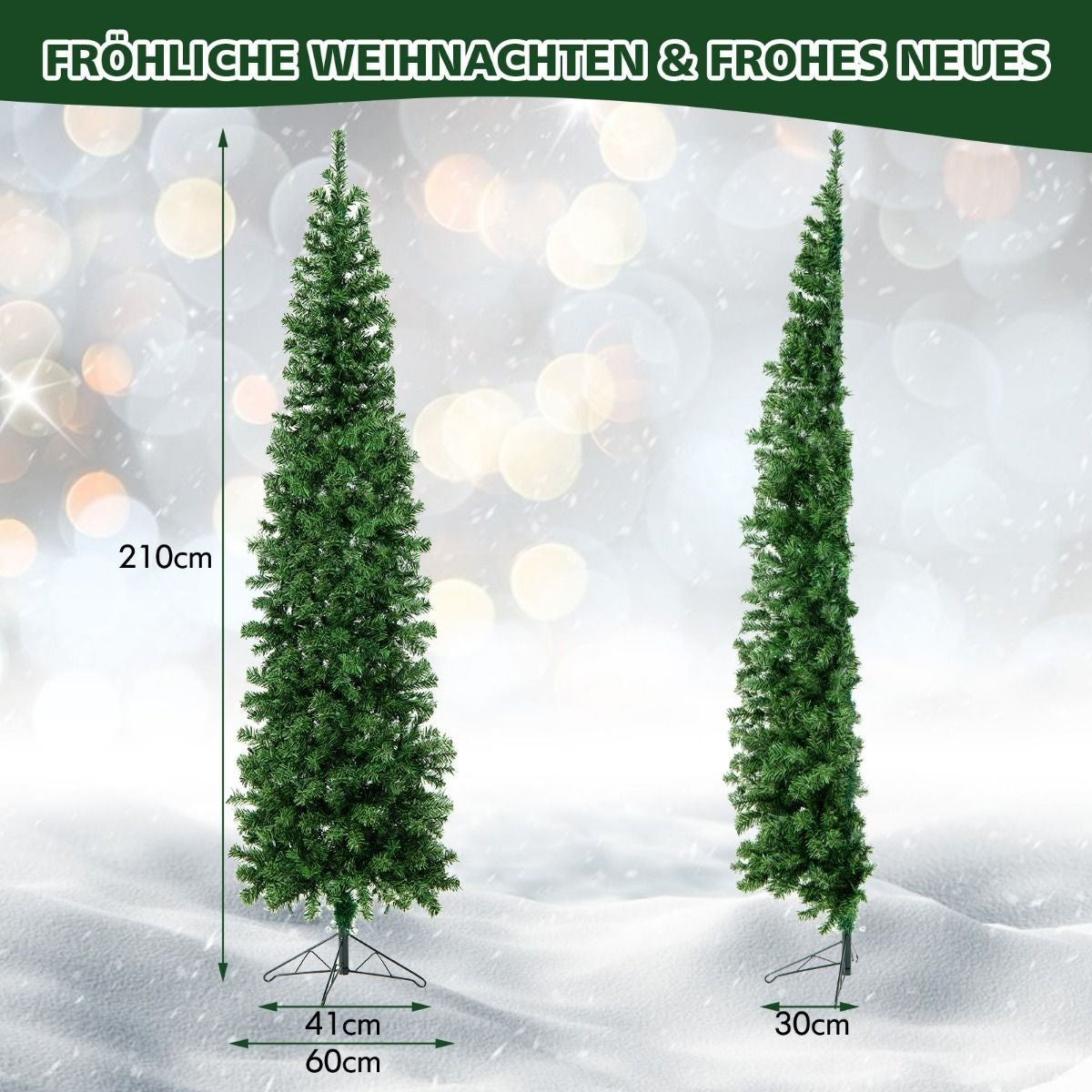 Coast Halve Kunstkerstboom met LED Groen – 60 x 210 cm – 450 Takpunten en 150 Warmwitte Lampjes