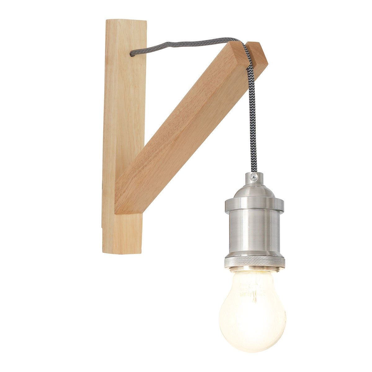 Wandlamp Mexlite Dion 7787BE bruin hout 30x28 cm met aan/uit schakelaar voor binnen Scandi-stijl