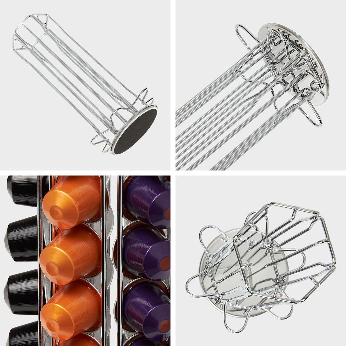 KitchenBrothers Capsulehouder - Koffiecups houder - Geschikt voor Nespresso - 42 Cups - Draaibaar - RVS