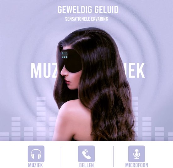 Podec Bluetooth Slaapmasker - Voor Mannen en Vrouwen - Slaap Oogmasker - Ademende Stof