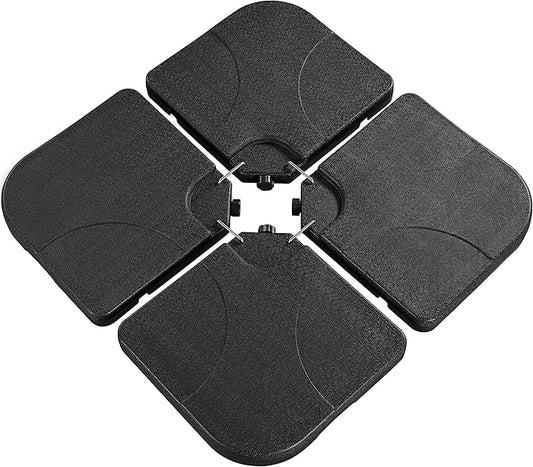Yaheetech Parasolvoetset - 50x50x7,5 cm - 4-Delig - Verzwaarbaar - Kunststof - Zwart