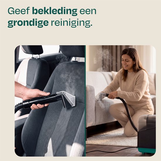 VONROC Vlekkenreiniger met stoomfunctie - Tapijtreiniger - Stoomreiniger - 1350W - 16kPa zuigkracht - incl. opzetstukken en schoonmaakmiddel
