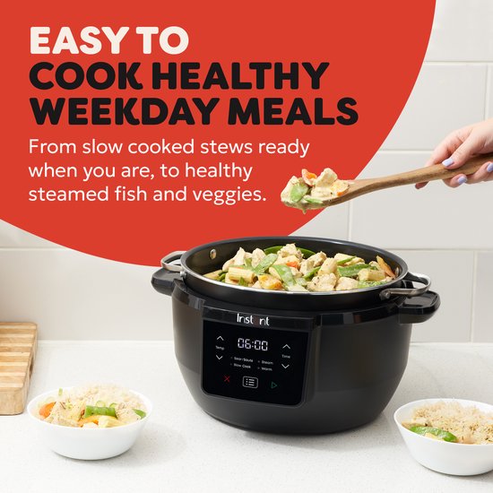 Instant Pot Superior 7,2L Slow Cooker - 4-in-1 Slowcooker - Sauteren - Stomen - Warmhouden - Tot 10 Porties - One-Pot Koken