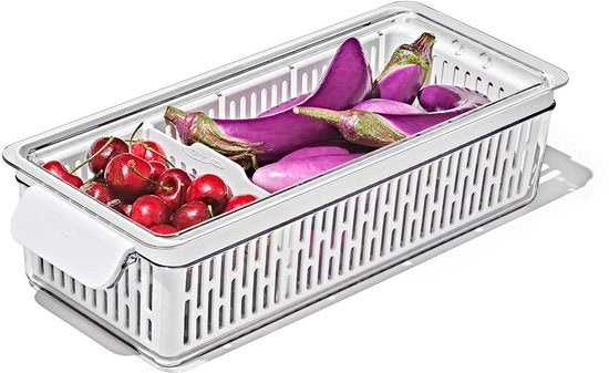 OXO Good Grips Vershoudbox Lang 37,6x15 cm – Transparant/Wit – Kunststof