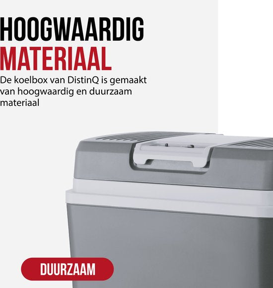DistinQ Elektrische Koelbox voor Auto en Camping – Koelbox Elektrisch met Verwarmingsfunctie - 12v 230 Volt – 20L - Grijs