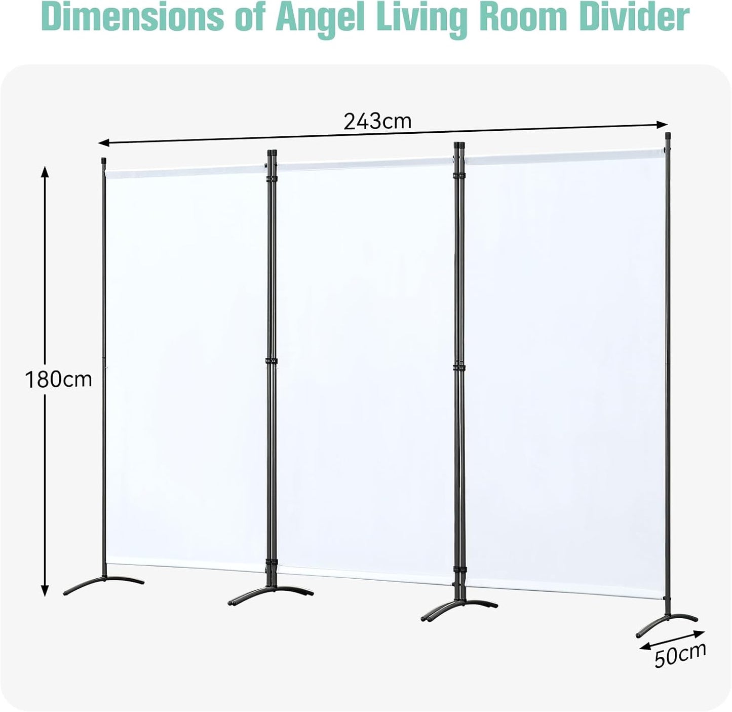 Angel Living Paravent - 3 panelen - opvouwbaar - 243 x 180 cm - Natuurlijk
