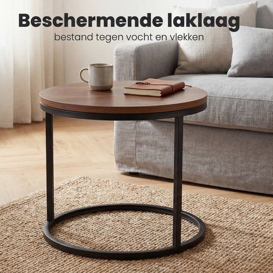 Bayt Salontafel - Salontafel Set - Ronde Salon tafel - Set 3 stuks - Bijzettafel - Koffietafel - Hout - Bruin