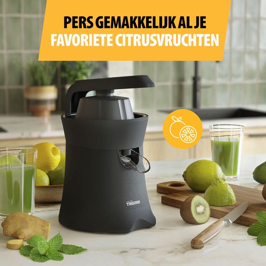 Tristar Citruspers Elektrisch - CP-3015 - 120W - Incl. 2 perskegels, pulpfilter, druppelstop, pershendel - Zwart
