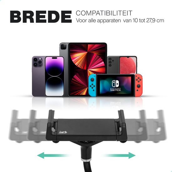 LURK® Tablethouder flexibel en verstelbaar - Telefoonhouder Ergonomisch – 100cm lang - 4 tot 12,9 inch – Universeel - Zwart