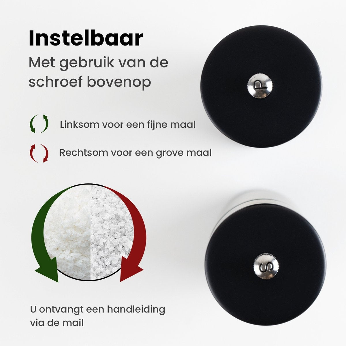 Nimma® Peper en Zoutmolen Set - Incl Navul Lepel - Verstelbare Maalgraad - Duurzaam Acacia Hout - Zwart