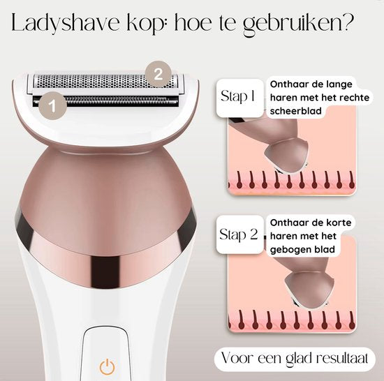 Sansbeauté® 6-in-1 Ladyshave Gezicht - Oksels - Benen - Bikinilijn - Scheerapparaat Vrouw - Epilator - Epileerapparaat Dames - Trimmer Vrouw - Bikinitrimmer - USB Oplaadbaar