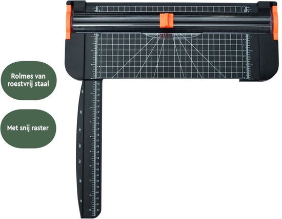 BRASQ Rolsnijmachine A4 Zwart/ Oranje- Papiersnijder met anti slip bodem - Snijmachine- Snijdt tot 8 vel